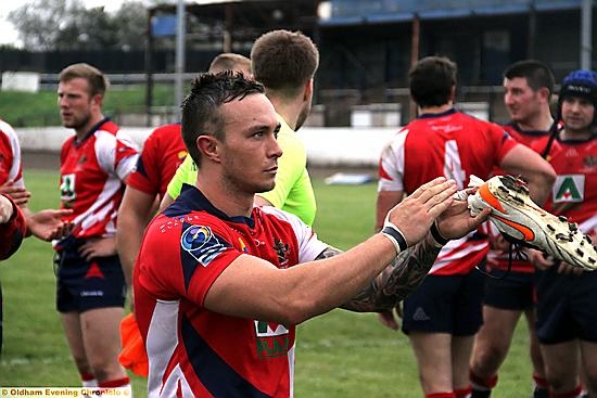 Oldham’s Danny Whitmore applauds the travelling fans after the play-off defeat to Workington Town. PICTURE: DAVE MURGATROYD. Oldham’s Danny Whitmore applauds the travelling fans after the play-off defeat to Workington Town. PICTURE: DAVE MURGATROYD.