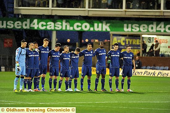 A MOVING minute’s silence took place at Oldham Athletic’s league game with Scunthorpe United last night in tribute to murdered PC Nicola Hughes (23), from Saddleworth. 
