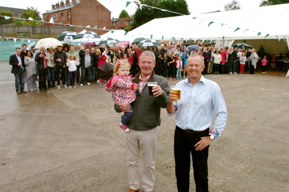 BIRTHDAY toast:directors John Gallagher (left), with his grand-daughter Izzy Wharfe, and Clive Newton BIRTHDAY toast:directors John Gallagher (left), with his grand-daughter Izzy Wharfe, and Clive Newton