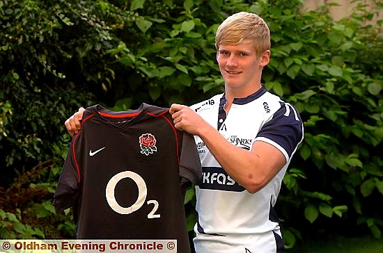 SALE Sharks teenager Liam Parfitt shows off his England shirt. SALE Sharks teenager Liam Parfitt shows off his England shirt.
