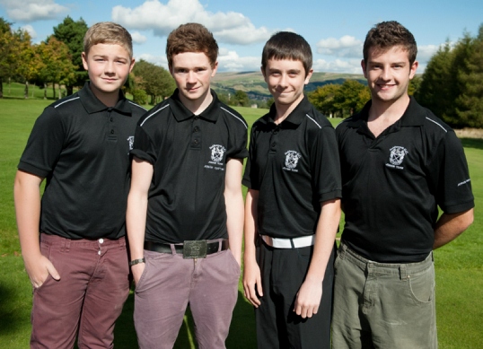 FOUR-MIDABLE . . . Saddleworth Golf Club juniors Will Millward (left), Sam Lyness, Ben Pullen and Tony Jeffery. FOUR-MIDABLE . . . Saddleworth Golf Club juniors Will Millward (left), Sam Lyness, Ben Pullen and Tony Jeffery.
