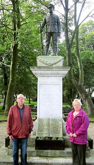 ANGRY: Remembrance Sunday parade organiser George Briggs and Councillor Val Sedgwick at Lees war memorial 
