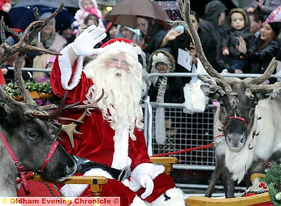 Father Christmas hits Oldham town centre.
Father Christmas hits Oldham town centre.