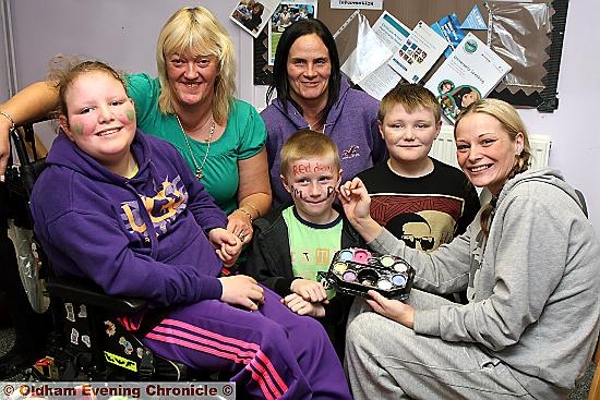 At the Paul Marcroft memorial fireworks were Jade Davies,Julie Hughes, one of the organisers of the party, Lindsay Davies, Craig Jeffrey, Vicky Whitehead, facepainter, Kai Greenhalugh. 