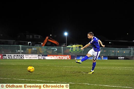 Danny Philliskirk fails to convert his penalty. 