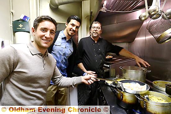 LIKE mamma used to make . . . (from left) Lee Johnson and Matteo Lanzoni join head chef David Pickles in the kitchen 
