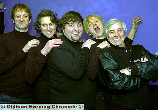 The Threetles (from left) Tom Jones, Andy Housley, Simon McGoran, Paul Brierley and special guest, DJ Tony Prince 
