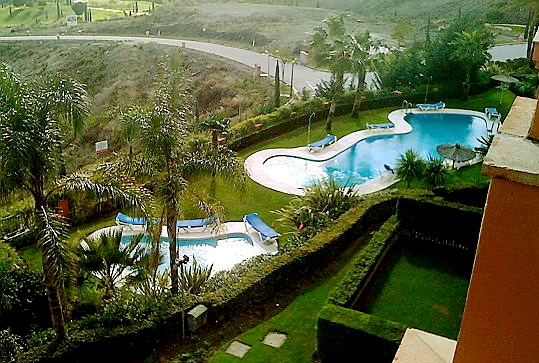 The view from the family’s Spanish apartment 
