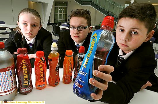 RUNNING dry: Newman College pupils (from left) Maria Humphries, Patrick Scott and Kyle Rhodes with some of the banned energy drinks
RUNNING dry: Newman College pupils (from left) Maria Humphries, Patrick Scott and Kyle Rhodes with some of the banned energy drinks