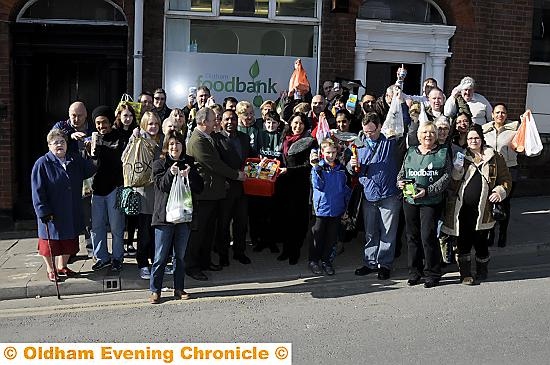 Debbie Abrahams MP and councillors and friends at the Foodbank in Clegg Street, Oldham 

