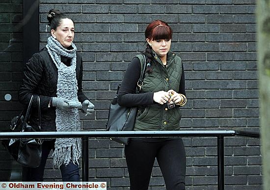 LEAVING court: Nicola George (left) who harassed her neighbours and caused criminal damage to their car, and her daughter Natalie (right), who was cleared of harassment 

