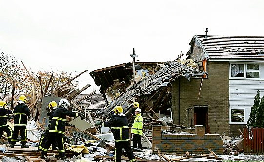 DAMAGE cause by the gas explosion at 75-year-old Marie Burns’ home 
