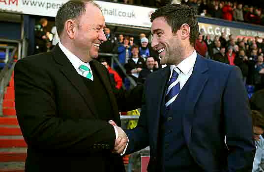 Oldham manager Lee Johnson shakes hands with his Dad Gary, manager of Yeovil
Oldham manager Lee Johnson shakes hands with his Dad Gary, manager of Yeovil