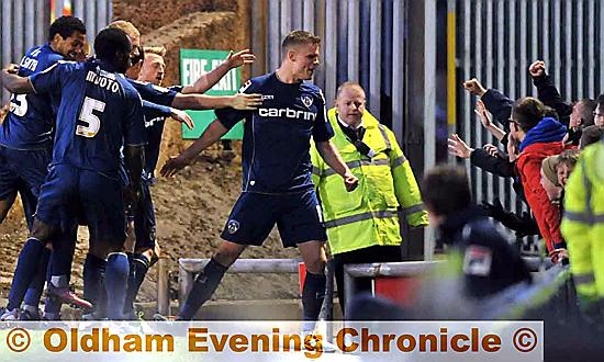 Matt Smith celebrates his goal  
