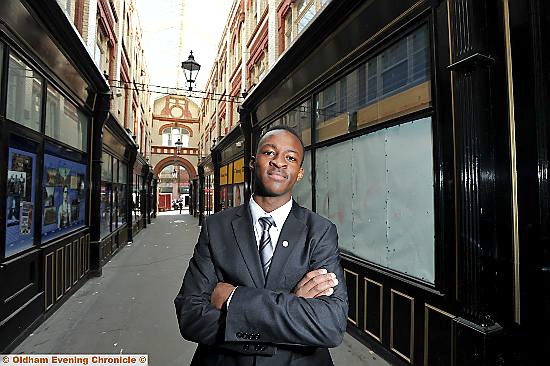 YOUNG entrepreneur: Eric Bishyika will be running a stall at the new Oldham student market in the Hilton Arcade
YOUNG entrepreneur: Eric Bishyika will be running a stall at the new Oldham student market in the Hilton Arcade
