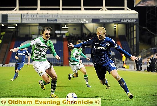 LEADING FROM THE FRONT: new Athletic skipper Robbie Simpson turns on the style against Yeovil.
LEADING FROM THE FRONT: new Athletic skipper Robbie Simpson turns on the style against Yeovil.