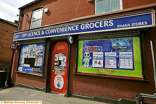 Ramesh Bhana’s store in Ashton Road where raiders brandished knives before being driven off by a shutter pole 
