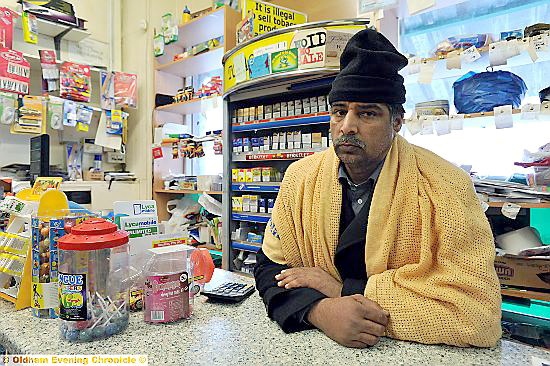SHOPKEEPER Mushtaq Ahmed, of Q & Sons Cash and Carry in Crete Street, Hathershaw who was attacked with a hammer.  


