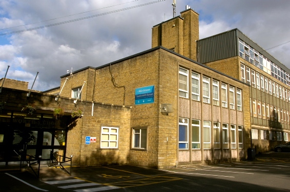 BRANDED decrepit . . . the current Saddleworth School  

