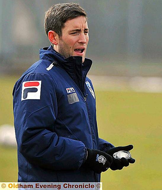 WATCHING BRIEF: Athletic manager Lee Johnson calls out the orders at training. 