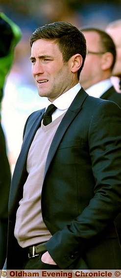 WORRIED MAN: Athletic boss Lee Johnson shows his anxiety as he watches Athletic stumble to another home defeat.