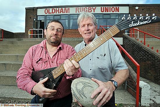 STRUM on down . . .Steve Ingham (left) and Steve Tyrell, co-ordinators of the first “Ruck Fest” at Oldham Rugby Union Club.
STRUM on down . . .Steve Ingham (left) and Steve Tyrell, co-ordinators of the first “Ruck Fest” at Oldham Rugby Union Club.