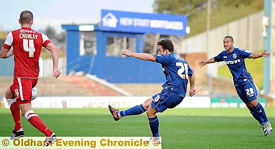 WHAT A STRIKE! Jose Baxter’s curling effort against Leyton Orient was voted Athletic’s goal of the season.