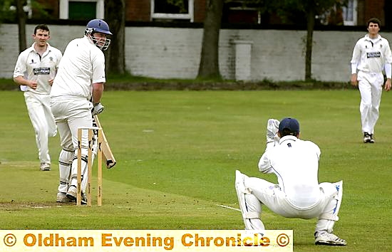 EASY DOES IT: Werneth's Matt Taylor lets one past from Rochdale bowler Scott Butterworth. 
