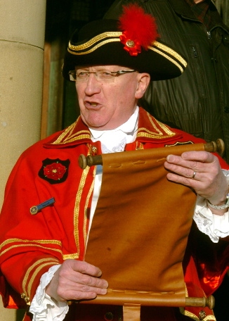 RETIRING . . . Chadderton town crier Reg Lord 
