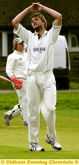 FRUSTRATION: Uppermill bowler Mark Lees deserves a change of luck. FRUSTRATION: Uppermill bowler Mark Lees deserves a change of luck.