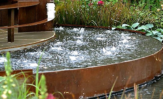 BUBBLING away . . . a part of the water feature at Chelsea 
