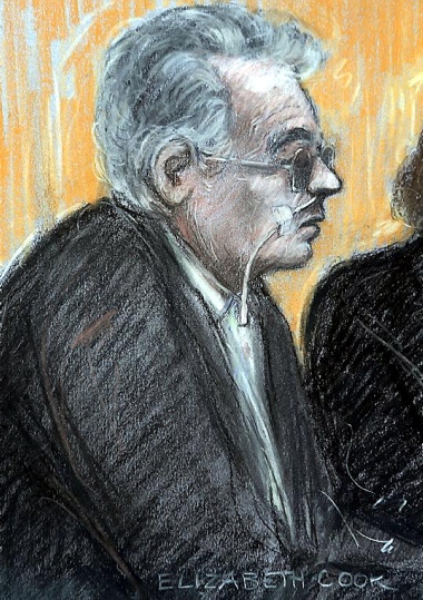 AN artist’s sketch of Ian Brady in his first public appearance in decades 