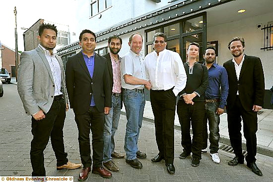 Coliseum artistic director Kevin Shaw (4th left) welcomes Tariq Amin and his group Coliseum artistic director Kevin Shaw (4th left) welcomes Tariq Amin and his group