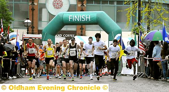AND they’re off . . . competitors at the start of the Oldham 10k run 
