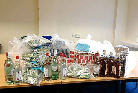 SOME of the illegal cigarettes and alcohol seized in Oldham SOME of the illegal cigarettes and alcohol seized in Oldham