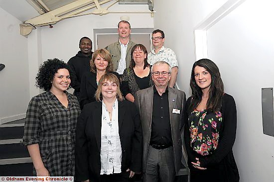 PROJECT launch . . . front, from left, Chelsea Morgan (project worker), Grainne McCormick (music teacher at Oldham Academy North), Coliseum chief executive David Martin, Carly Henderson (project worker) and other school representatives PROJECT launch . . . front, from left, Chelsea Morgan (project worker), Grainne McCormick (music teacher at Oldham Academy North), Coliseum chief executive David Martin, Carly Henderson (project worker) and other school representatives