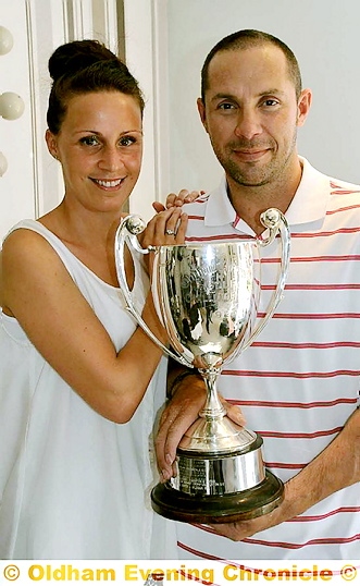 Matt Chapman with his partner Nicola Hobman — who bought him the membership at Saddleworth Golf Club 