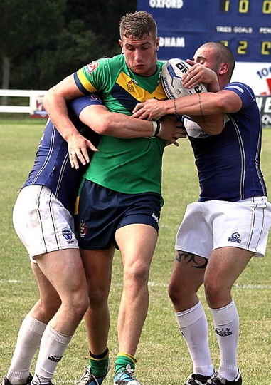 ON THE CHARGE . . . Oldham’s loan prop Nathan Mason will be in action on Sunday. 