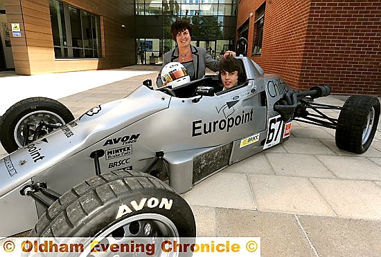 IN the fast lane: Tom with North Chadderton School head Joy Clark
IN the fast lane: Tom with North Chadderton School head Joy Clark