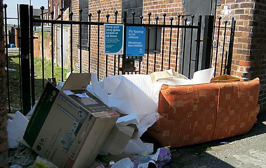 ILLEGAL: the fly-tipping - directly under the no tipping sign
ILLEGAL: the fly-tipping - directly under the no tipping sign