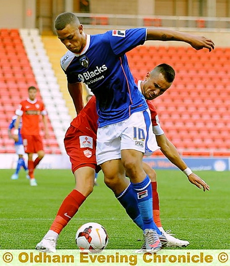 IMPACT: Jonson Clarke-Harris scored twice for Athletic in the behind-closed-doors friendly against Burnley’s development squad. 