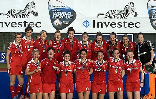 The England line-up with Nicola white on the back row (fourth left). 