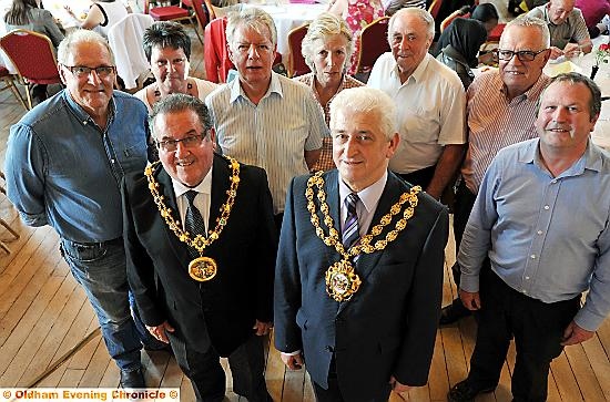 Volunteer Appreciation event at Chadderton Town Hall.(Back) L-R: Steve Ackrill, Margaret Birkett, Dave Farraday, Josie Hilldrup, Stan Berry, Trev Smith, Graham Brown (all Royal Rover volunteers at Royal Oldham Hospital). FRONT: Cllr Peter Rush (Rochdale mayor) and Cllr John Hudson (Oldham mayor).
Volunteer Appreciation event at Chadderton Town Hall.(Back) L-R: Steve Ackrill, Margaret Birkett, Dave Farraday, Josie Hilldrup, Stan Berry, Trev Smith, Graham Brown (all Royal Rover volunteers at Royal Oldham Hospital). FRONT: Cllr Peter Rush (Rochdale mayor) and Cllr John Hudson (Oldham mayor).