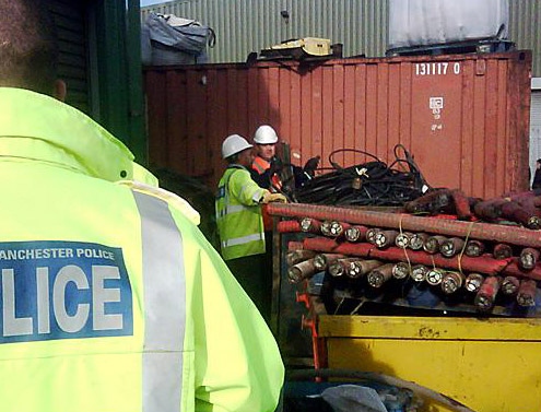 Police recover some of the metal cables thieves attempted to steal. Police recover some of the metal cables thieves attempted to steal.