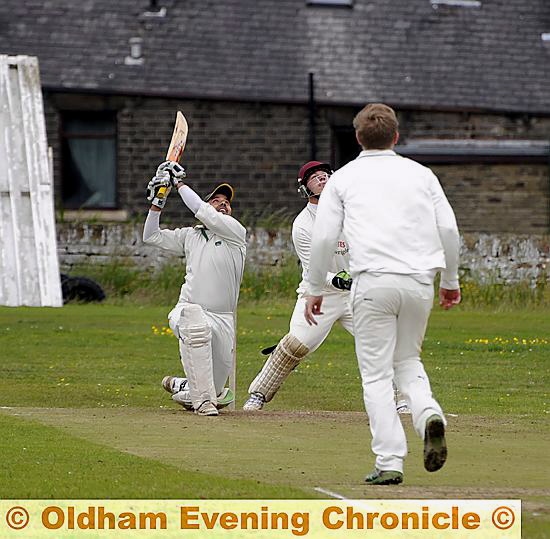 TAKE THAT . . . hard-hitting batsman Imran Khan will be hoping to produce more heroics for Friarmere.
TAKE THAT . . . hard-hitting batsman Imran Khan will be hoping to produce more heroics for Friarmere.