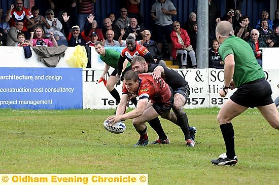 THERE was celebration from Jon Ford after completing his superb hat-trick for Roughyeds. 