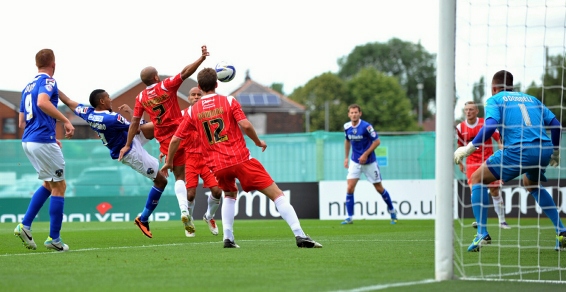 spot-kick CALL: Walsall defender Adam Chambers appears to block Cristian Montano’s shot with his arm, but referee Gary Dutton waved away Athletic’s appeals for a penalty. spot-kick CALL: Walsall defender Adam Chambers appears to block Cristian Montano’s shot with his arm, but referee Gary Dutton waved away Athletic’s appeals for a penalty.