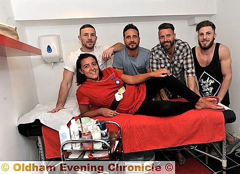 Welcome to our new world . . . Beth takes a breather watched by (l-r) Alan, Steven, Jason and Reece
Welcome to our new world . . . Beth takes a breather watched by (l-r) Alan, Steven, Jason and Reece