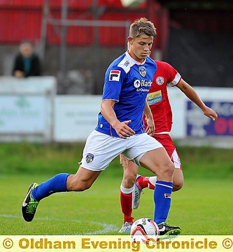ON THE BALL: Athletic defender James Tarkowski in possession against Accrington in pre-season.
ON THE BALL: Athletic defender James Tarkowski in possession against Accrington in pre-season.