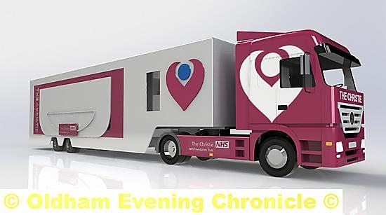 THE £700,000 chemo truck, which expands widthways to offer double the existing interior space when parked
THE £700,000 chemo truck, which expands widthways to offer double the existing interior space when parked